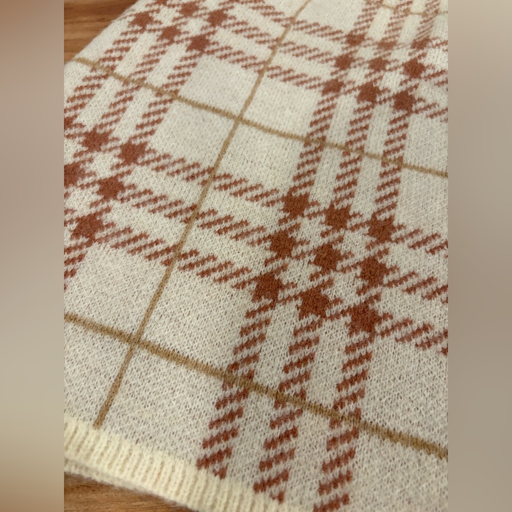 EN SAISON Bronte Sweater Miniskirt Cream & Tan Plaid Knit | Size Medium M - Picture 3 of 16